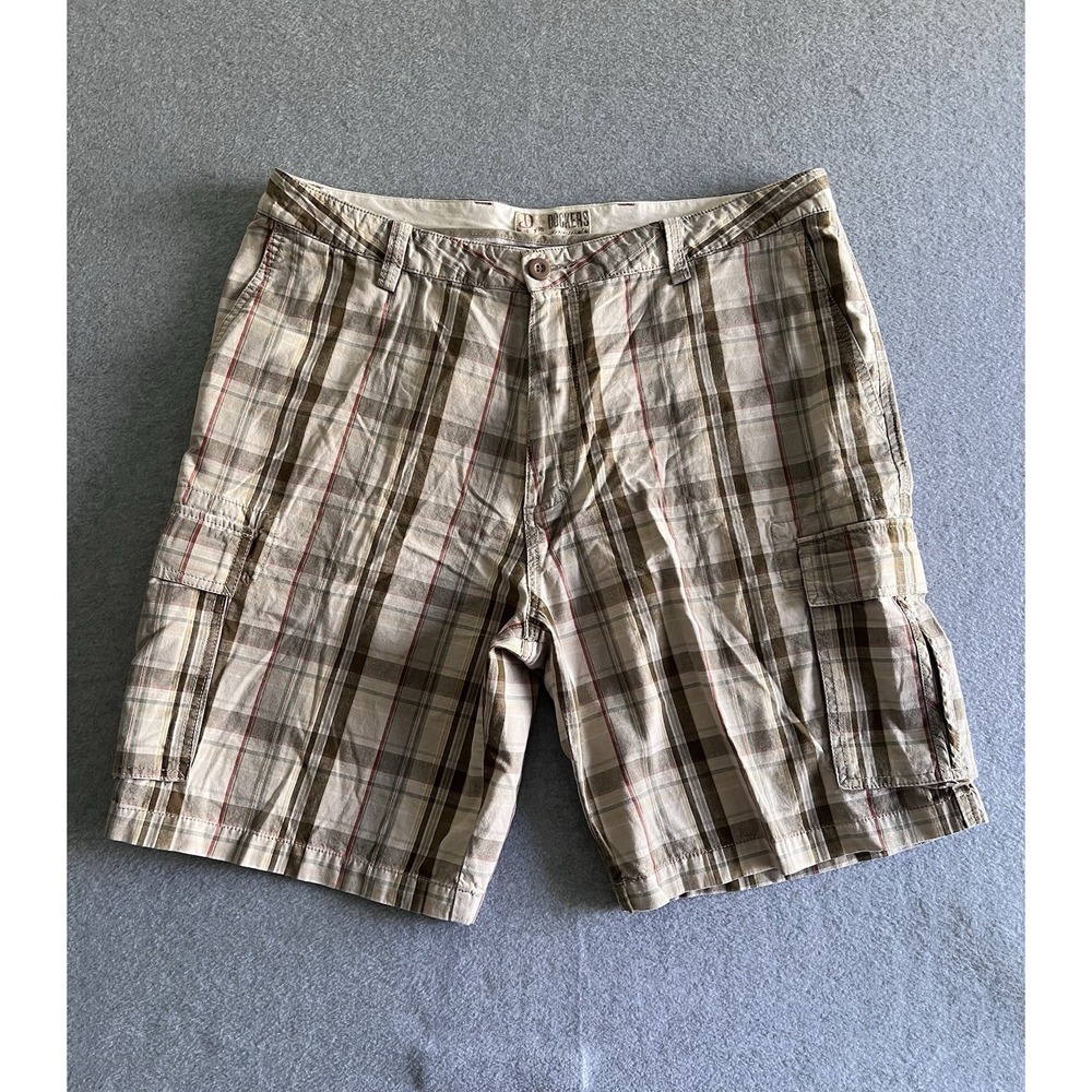 Dockers Cargo Pants Men's 40 Multicolor Plaid ‎ Multi-Pocket Cotton 10 In Inseam